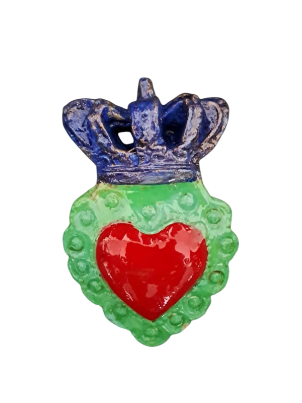 cr 12 x 9 cms Corazón coronado verde
