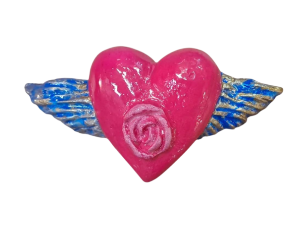 cr 14x 8 cms Corazón alado rosa