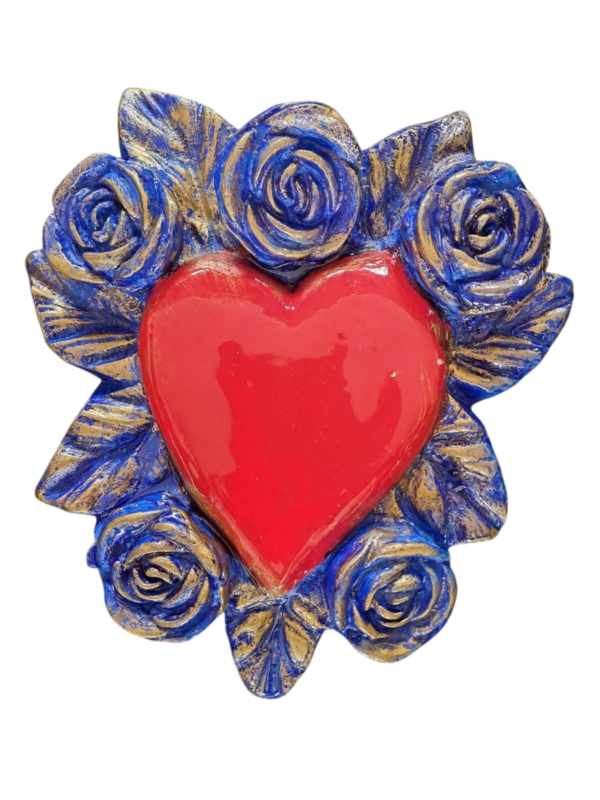 Corazón con rosas azules